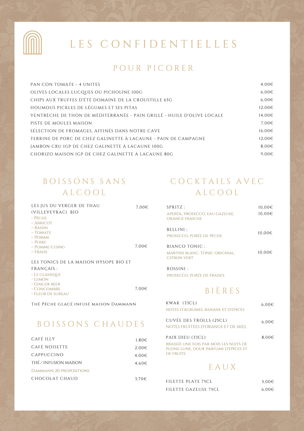 carte tapas